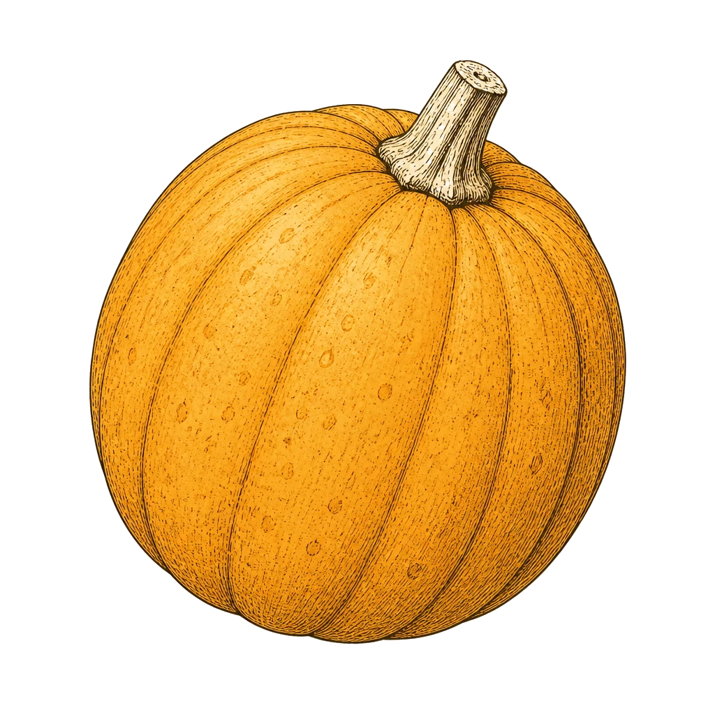 Round winter squash with short stem — the hard-rinded fruit to harvest before frost and cure for weeks of storage.